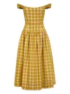Markarian Giorgia Midi Ruffled Plaid Dress In Yellow