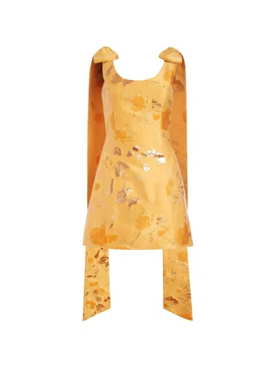 Markarian Gita Floral-brocade A-line Mini Dress In Orange