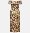 Markarian Gloria Off-shoulder Jacquard Midi Dress In Multi