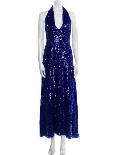 Pre-owned Markarian Halterneck Long Dress In Blue