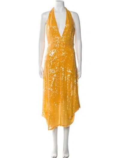 Pre-owned Markarian Halterneck Long Dress W/ Tags In Yellow