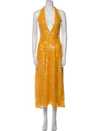 Pre-owned Markarian Halterneck Long Dress In Yellow