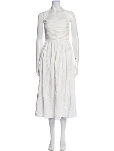 Pre-owned Markarian Halterneck Midi Length Dress In White