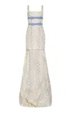 Markarian Harriet Convertible Bow-detailed Striped Taffeta Mini Dress In Neutral
