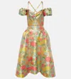 Markarian Jackie Puff Sleeve Midi Dress In Multicolor Floral