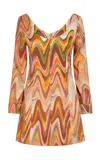 Markarian Jane Metallic Wave A-line Mini Dress In Orange