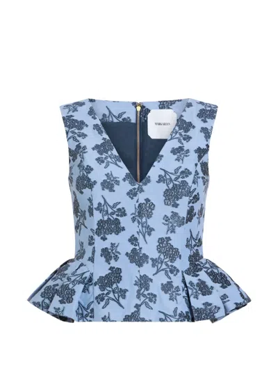Markarian Jasminium Floral-jacquard Peplum Top In Multi