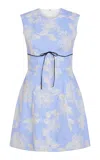 Markarian Jolie Bow-detailed Embroidered Cotton-blend Mini Dress In Blue