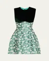 Markarian Jolie Velvet Empire-waist Floral Brocade Mini Dress In Multi