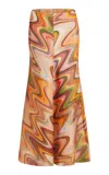 Markarian Joni Metallic Wave Bias Cut Midi Skirt In Orange