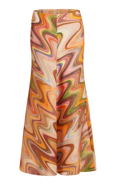 Markarian Joni Metallic Wave Bias Cut Midi Skirt In Orange