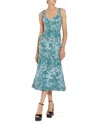 Markarian Judith Floral Brocade A-line Midi Dress In Teal Brocade