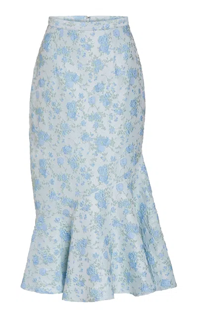 Markarian June Ruffled Brocade Midi Skirt In Multi