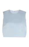 Markarian Kitty Pleated Satin Top In Blue