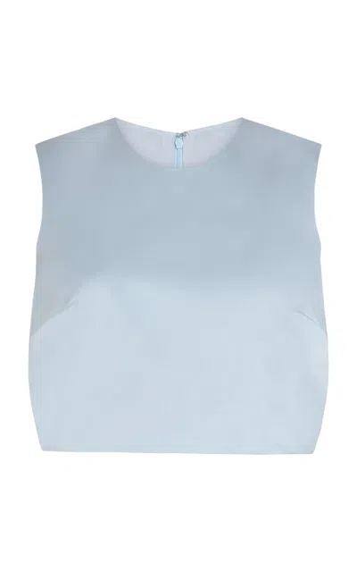 Markarian Kitty Pleated Satin Top In Blue