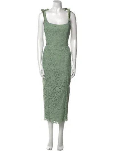 Pre-owned Markarian Lace Pattern Midi Length Dress W/ Tags In Green