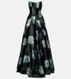 Markarian Laila Floral Brocade Bustier Gown In Green