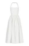 Markarian Leia Ruched Cotton Jacquard Halter Midi Dress In Print