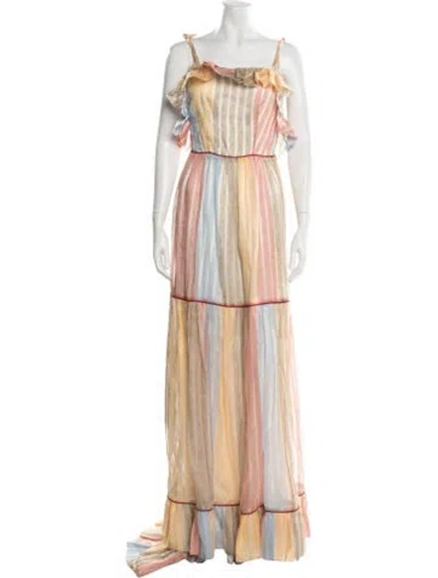 Pre-owned Markarian Linen Long Dress In Neutrals
