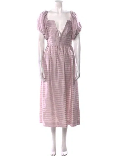 Pre-owned Markarian Linen Long Dress In Purple