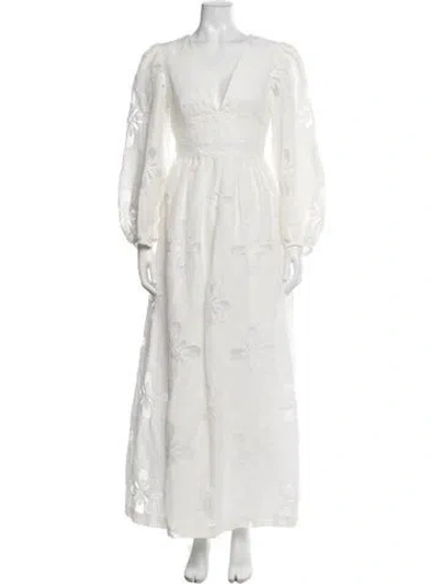 Pre-owned Markarian Linen Long Dress In White
