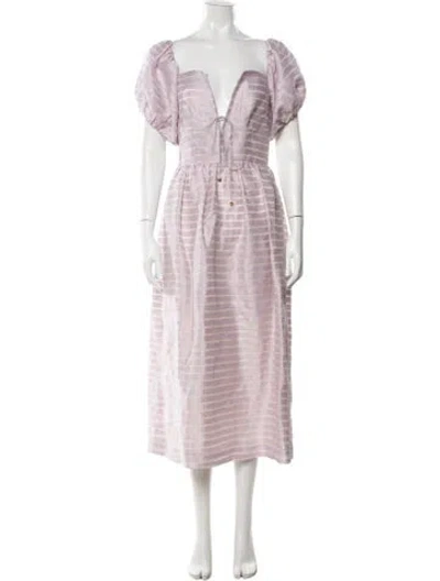 Pre-owned Markarian Linen Midi Length Dress In Purple