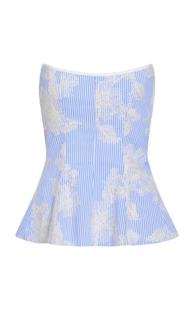 Markarian Lola  Embroidered Cotton-blend Strapless Top In Multi