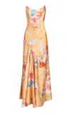 Markarian Loretta Printed Satin Midi Dress In Multi