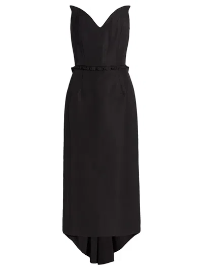 Markarian Lottie Silk Faille Strapless Dress In Black