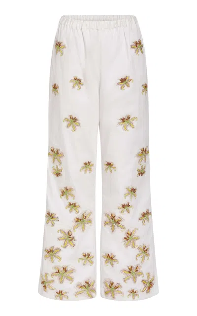 Markarian Lucille Tigerlily-embroidered Cotton Pants In Multi