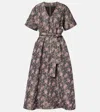Markarian Lunetta Floral Taffetta Midi Dress In Gray