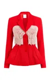 Markarian Lynn Wool Pearl-embellished Blazer In Red