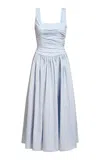 Markarian Maeve Ruched Cotton-blend Midi Dress In Blue
