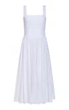 Markarian Maeve Ruched Cotton Eyelet Midi Dress In White