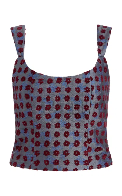 Markarian Maisie Teal Tapestry Top In Floral