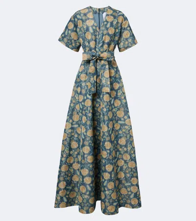 Markarian Margaretta Belted Floral Gown In Multi