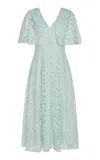 Markarian Marina Lace Midi Capelet Dress In Blue