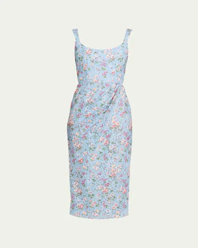Markarian Marla Floral-lace Wrap Midi Dress In Blue