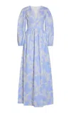 Markarian Millie Embroidered Cotton-blend Gown In Blue