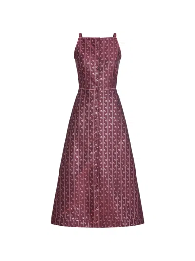 Markarian Minette Floral-stripe A-line Midi Dress In Brown