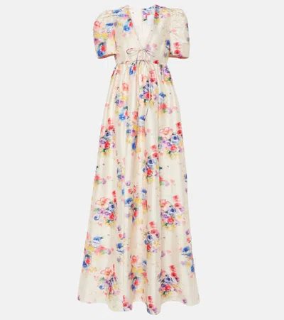 Markarian Miriam Beaded Floral Front-tie Gown In Multicoloured