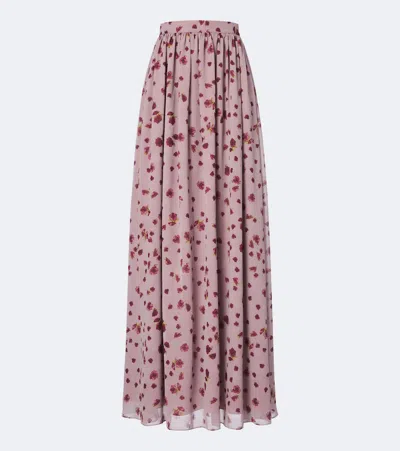 Markarian Morgaine Floral Chiffon Maxi Skirt In Pink