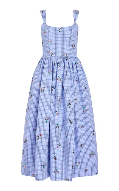 Markarian Nara Sequined Cotton Midi Dress In Blue