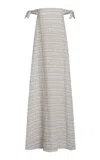 Markarian Narcissus Off-the-shoulder Striped-organza Gown In Blue