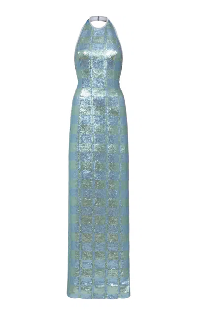 Markarian Nerine Gingham Sequin Gown In Multi