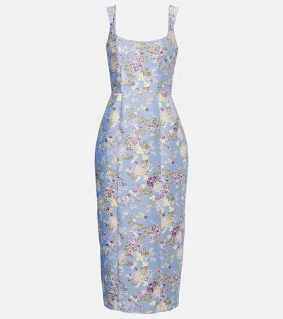 Markarian Numa Floral Brocade Midi Dress In Blue