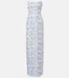 Markarian Odessa Floral Ikat Corset Gown In Blue
