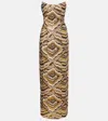 Markarian Odessa Paneled Jacquard Gown In Brown