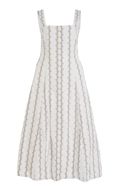 Markarian Olivia Floral-striped Cotton-blend Midi Dress