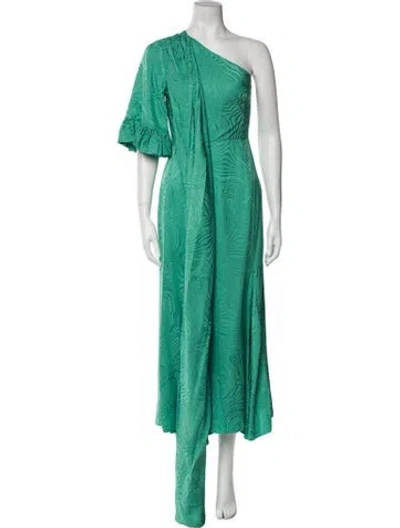 Pre-owned Markarian One-shoulder Long Dress In Green